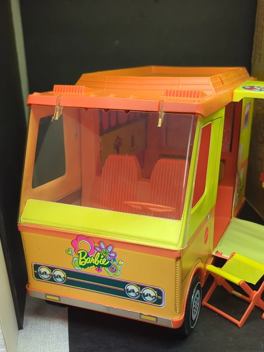 Vintage 1970 Mattel Barbie Country Camper RV Wagon Pop Out Tent & Chairs